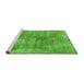 Sideview of Machine Washable Abstract Green Modern Area Rugs, wshabs907grn