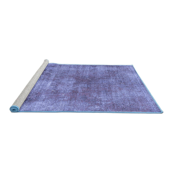 Sideview of Machine Washable Abstract Blue Modern Rug, wshabs907blu