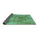 Sideview of Abstract Turquoise Modern Rug, abs907turq