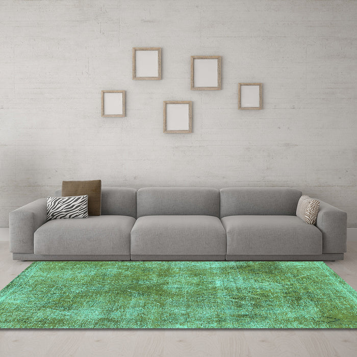 Machine Washable Abstract Turquoise Modern Area Rugs in a Living Room,, wshabs907turq