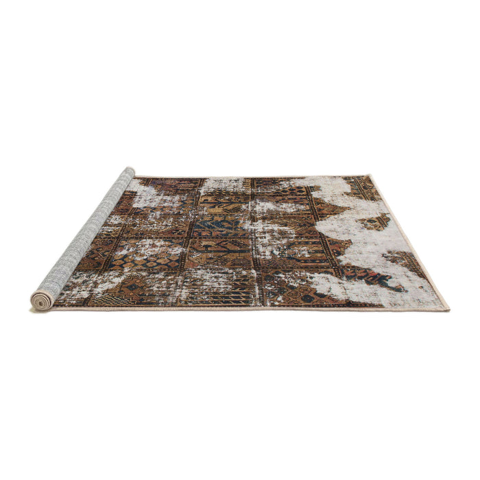 Sideview of Machine Washable Abstract Dark Brown Rug, wshabs908