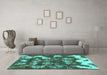 Machine Washable Abstract Turquoise Modern Area Rugs in a Living Room,, wshabs908turq