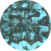 Round Abstract Light Blue Modern Rug, abs908lblu