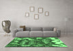 Machine Washable Abstract Emerald Green Modern Area Rugs in a Living Room,, wshabs908emgrn