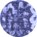 Round Abstract Blue Modern Rug, abs908blu