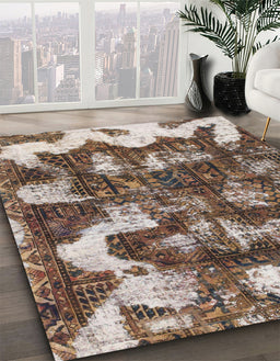Abstract Dark Brown Modern Rug in Family Room, abs908