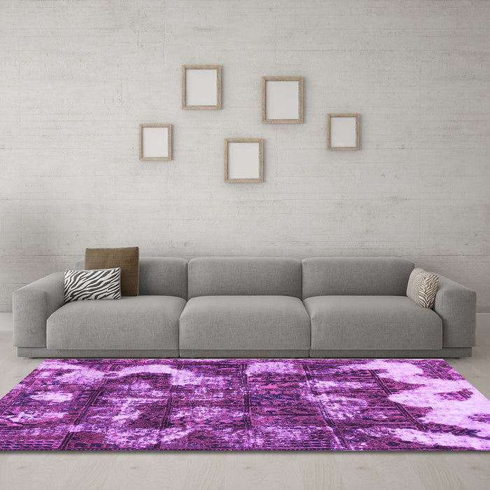 Machine Washable Abstract Purple Modern Area Rugs in a Living Room, wshabs908pur