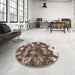 Round Machine Washable Abstract Dark Brown Rug in a Office, wshabs908