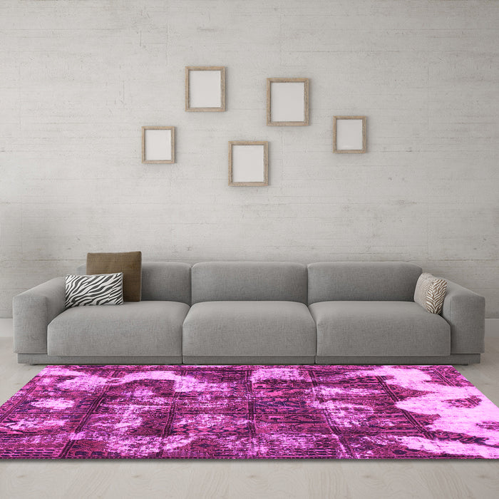 Machine Washable Abstract Pink Modern Rug in a Living Room, wshabs908pnk