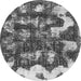 Round Machine Washable Abstract Gray Modern Rug, wshabs908gry