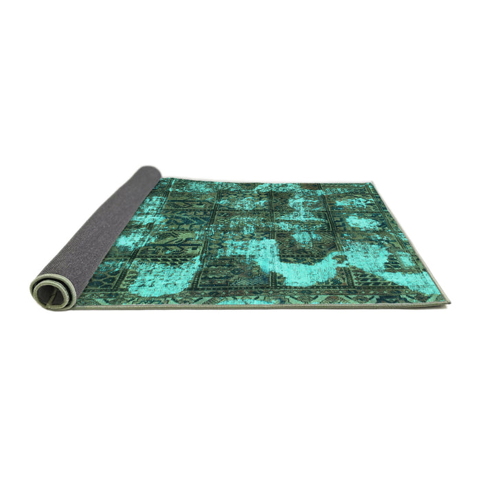 Sideview of Abstract Turquoise Modern Rug, abs908turq
