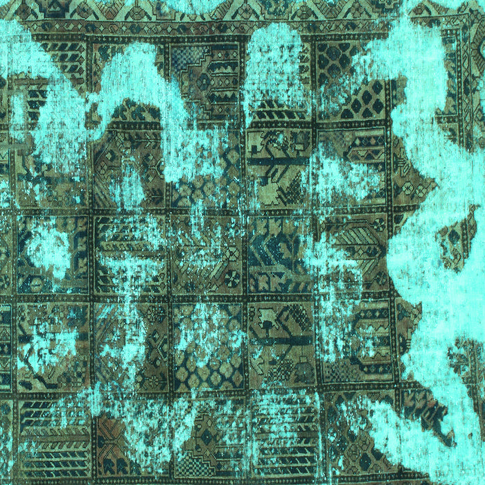Square Abstract Turquoise Modern Rug, abs908turq