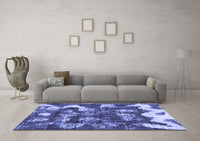 Machine Washable Abstract Blue Modern Rug, wshabs908blu