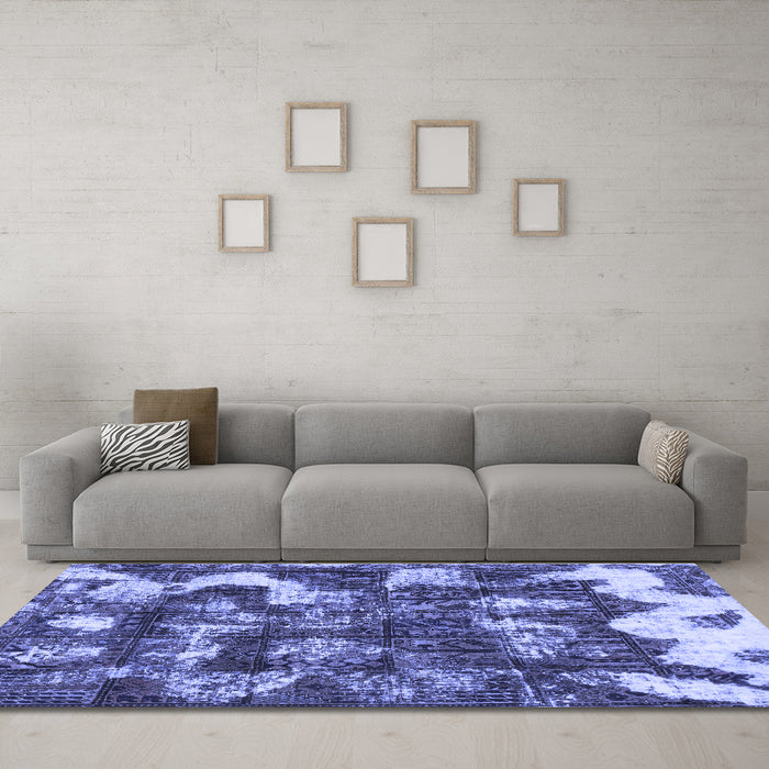 Machine Washable Abstract Blue Modern Rug in a Living Room, wshabs908blu