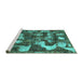 Sideview of Machine Washable Abstract Turquoise Modern Area Rugs, wshabs908turq