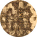 Round Abstract Brown Modern Rug, abs908brn