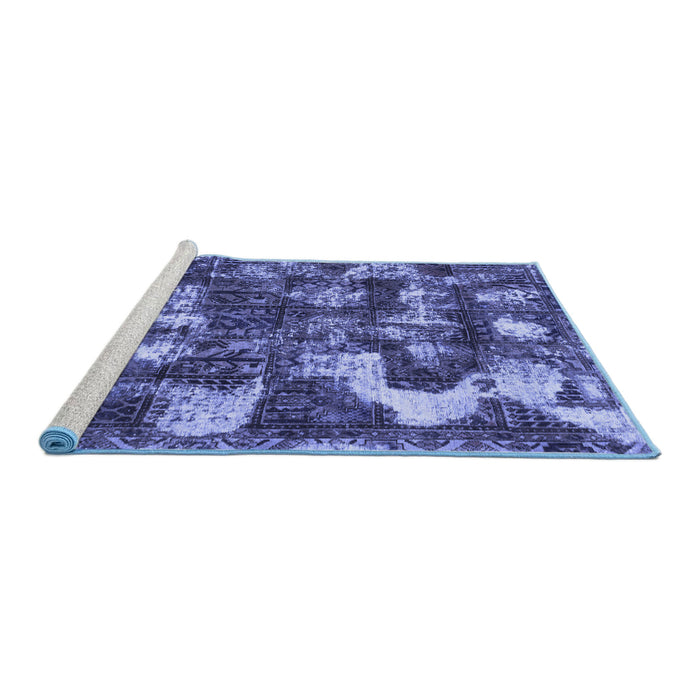 Sideview of Machine Washable Abstract Blue Modern Rug, wshabs908blu