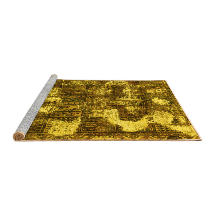 Sideview of Machine Washable Abstract Yellow Modern Rug, wshabs908yw