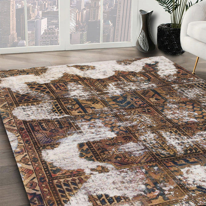 Machine Washable Abstract Dark Brown Rug in a Family Room, wshabs908