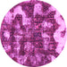 Round Machine Washable Abstract Pink Modern Rug, wshabs908pnk