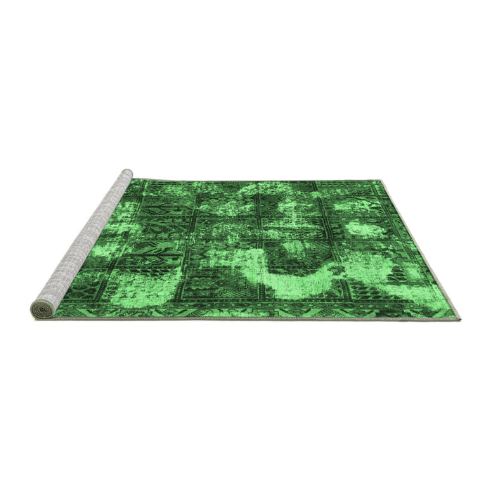Sideview of Machine Washable Abstract Emerald Green Modern Area Rugs, wshabs908emgrn