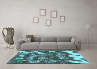 Machine Washable Abstract Light Blue Modern Rug, wshabs908lblu