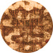 Round Abstract Orange Modern Rug, abs908org