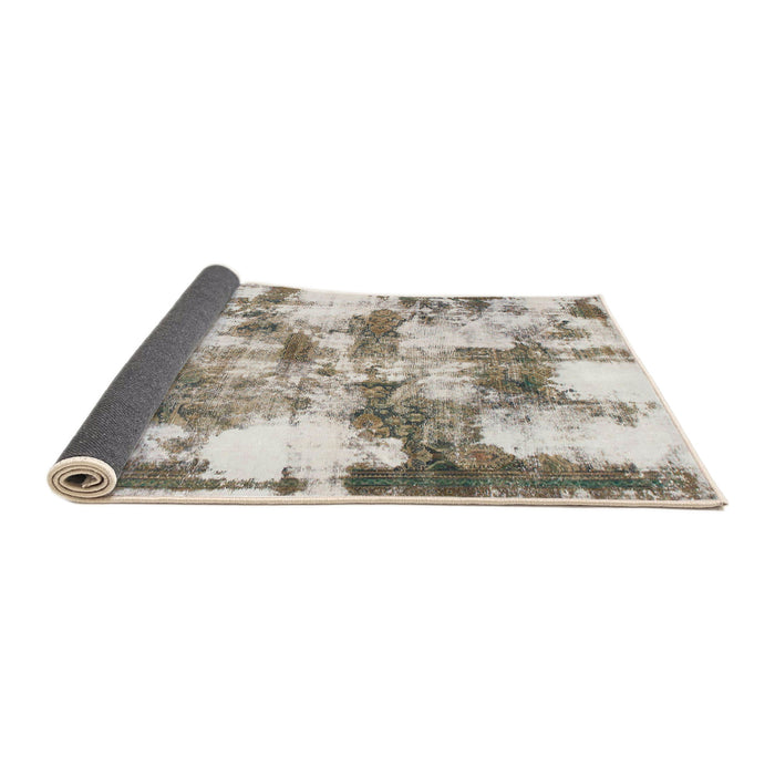 Sideview of Abstract Khaki Green Modern Rug, abs909