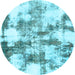 Round Abstract Light Blue Modern Rug, abs909lblu