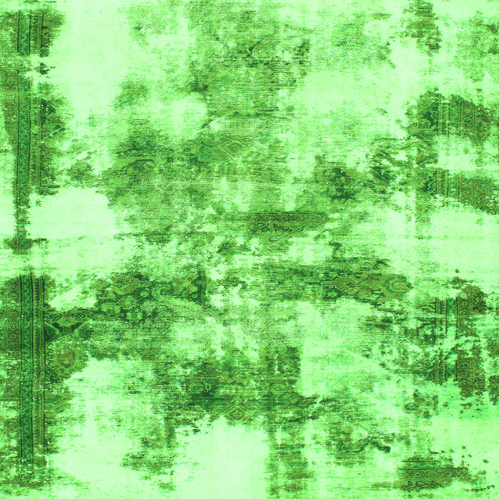 Square Machine Washable Abstract Green Modern Area Rugs, wshabs909grn