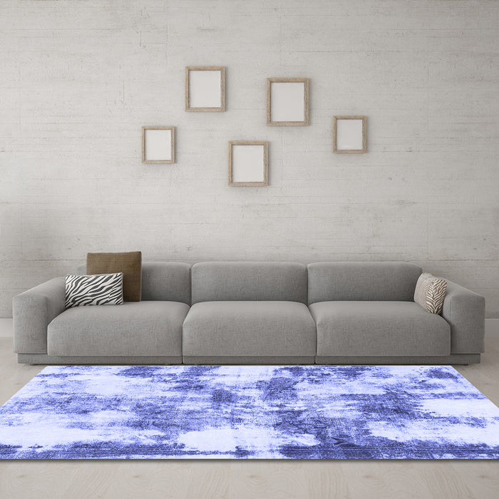 Machine Washable Abstract Blue Modern Rug in a Living Room, wshabs909blu