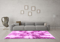 Machine Washable Abstract Pink Modern Rug, wshabs909pnk