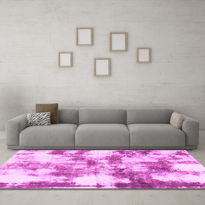 Machine Washable Abstract Pink Modern Rug in a Living Room, wshabs909pnk
