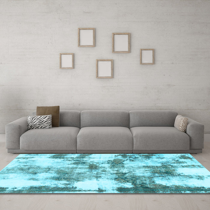 Machine Washable Abstract Light Blue Modern Rug in a Living Room, wshabs909lblu