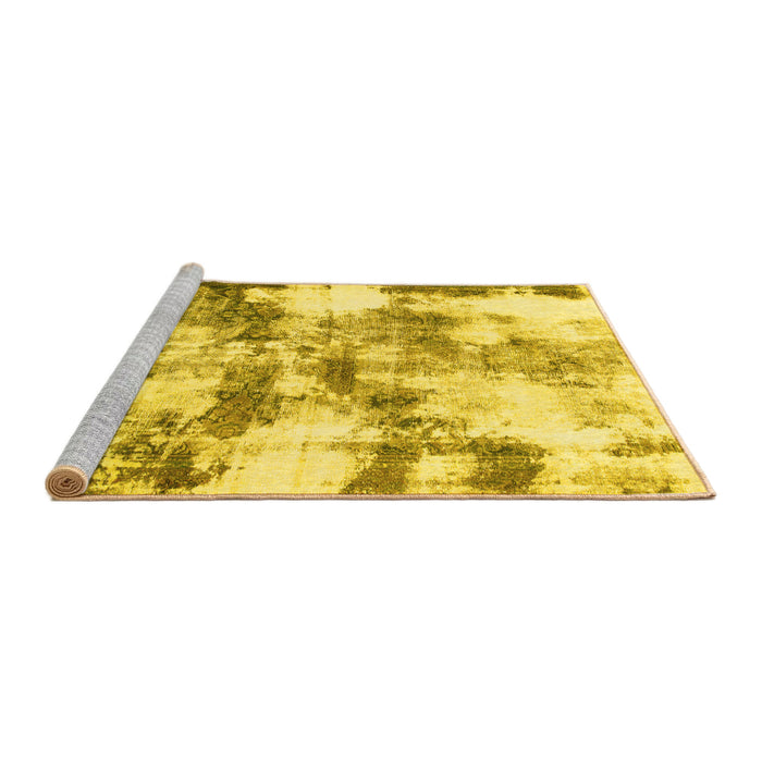 Sideview of Machine Washable Abstract Yellow Modern Rug, wshabs909yw