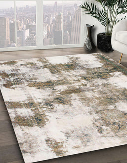 Abstract Khaki Green Modern Rug in Family Room, abs909