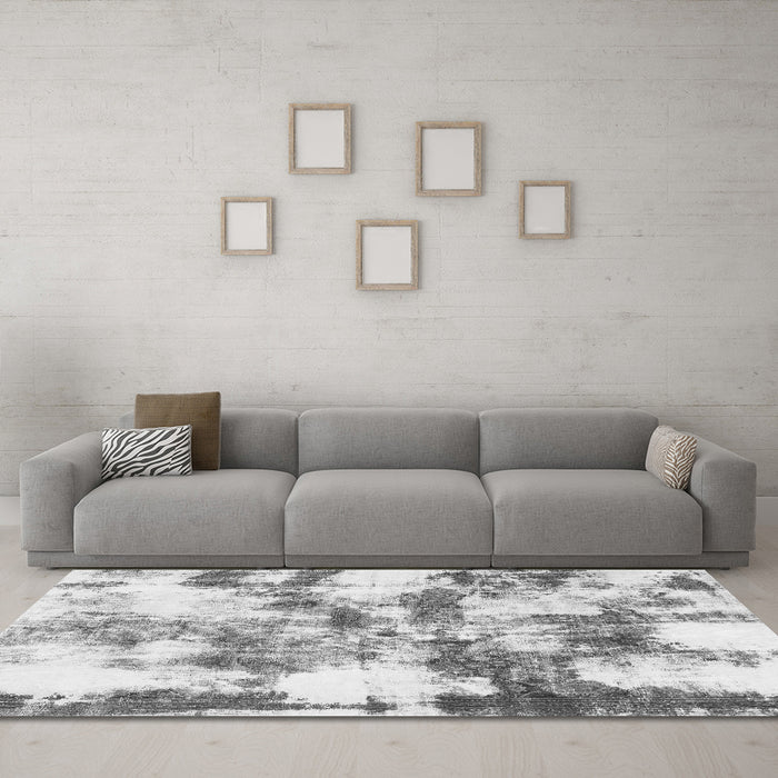 Machine Washable Abstract Gray Modern Rug in a Living Room,, wshabs909gry