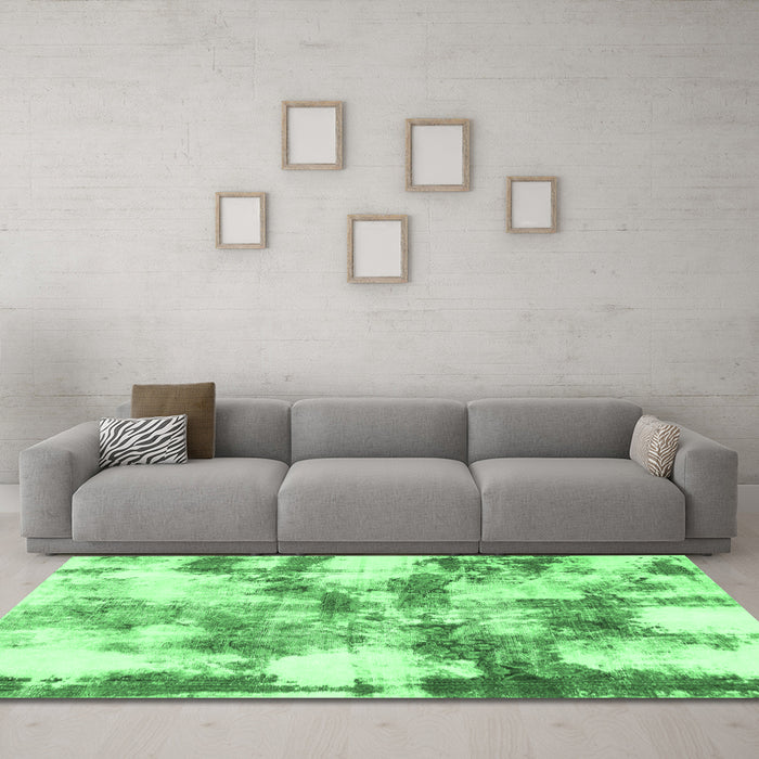 Machine Washable Abstract Emerald Green Modern Area Rugs in a Living Room,, wshabs909emgrn