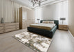 Abstract Khaki Green Modern Rug in a Bedroom, abs909