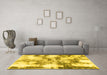 Machine Washable Abstract Yellow Modern Rug in a Living Room, wshabs909yw