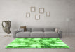 Machine Washable Abstract Green Modern Area Rugs in a Living Room,, wshabs909grn