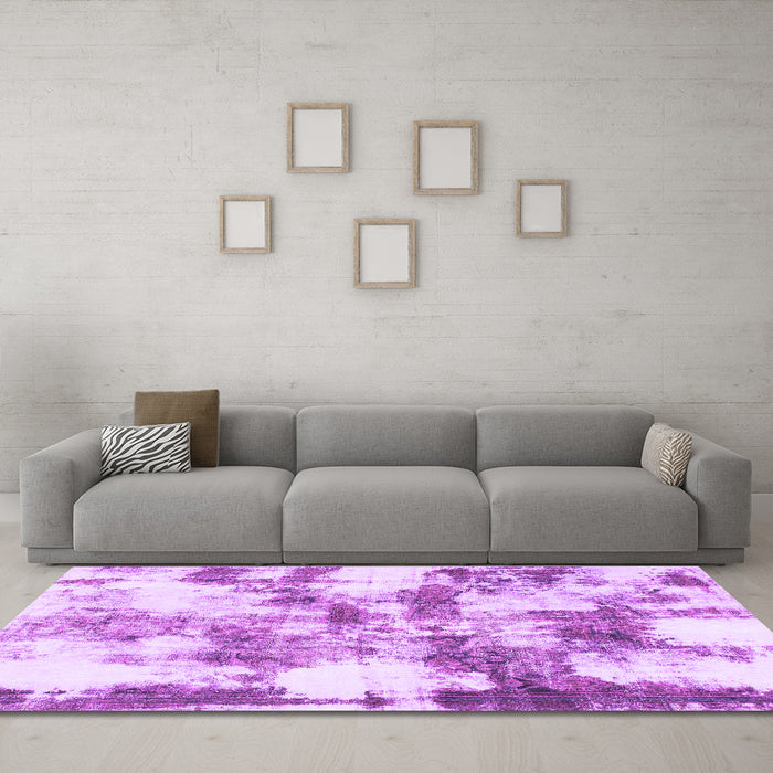 Machine Washable Abstract Purple Modern Area Rugs in a Living Room, wshabs909pur