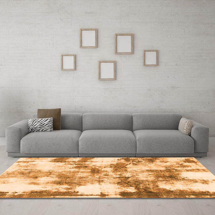 Machine Washable Abstract Orange Modern Area Rugs in a Living Room, wshabs909org