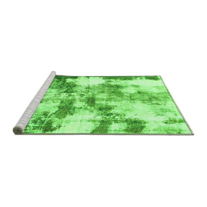 Sideview of Machine Washable Abstract Green Modern Area Rugs, wshabs909grn