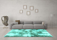 Machine Washable Abstract Turquoise Modern Rug, wshabs909turq