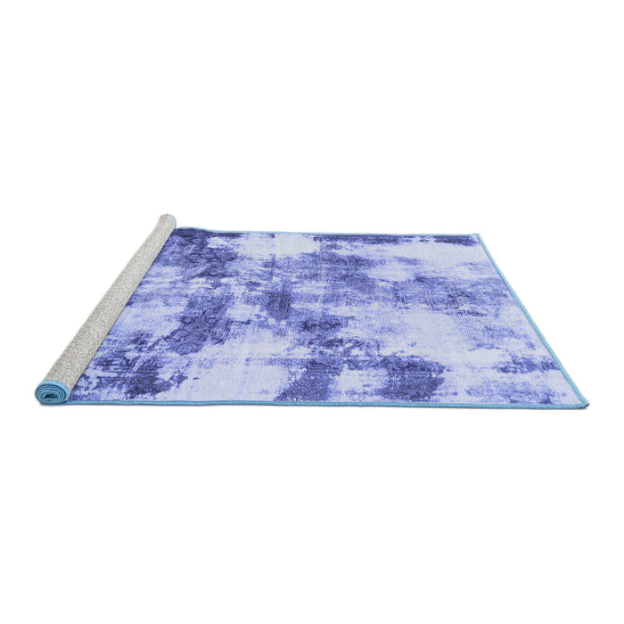 Sideview of Machine Washable Abstract Blue Modern Rug, wshabs909blu