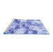 Sideview of Machine Washable Abstract Blue Modern Rug, wshabs909blu