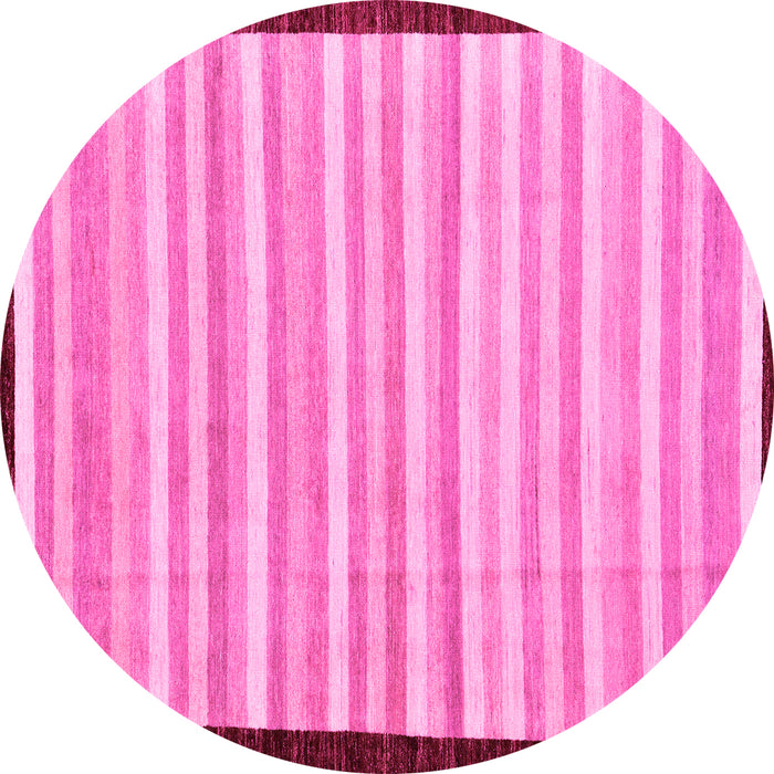 Round Machine Washable Abstract Pink Modern Rug, wshabs90pnk