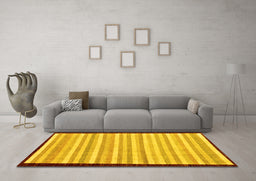 Machine Washable Abstract Yellow Modern Rug in a Living Room, wshabs90yw