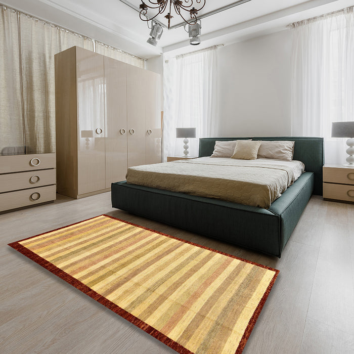 Abstract Orange Modern Rug in a Bedroom, abs90